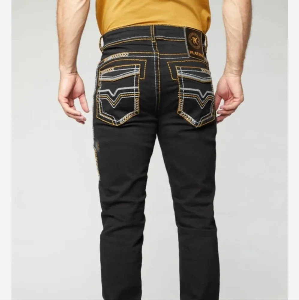 Platini Embroidered black slim boot cut jeans men's size 32/30